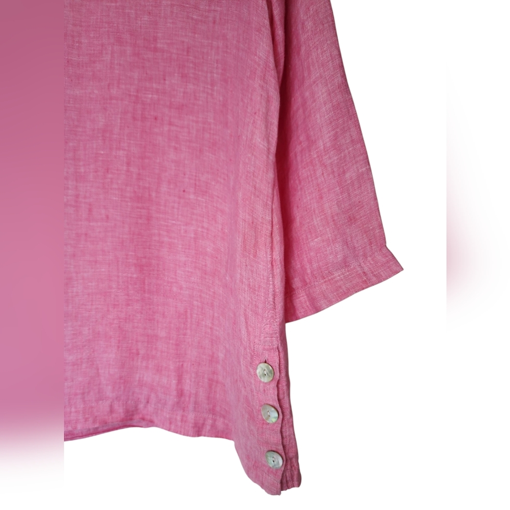 SIGRID OLSEN 100% linen pink tunic top, size S - Picture 3 of 8